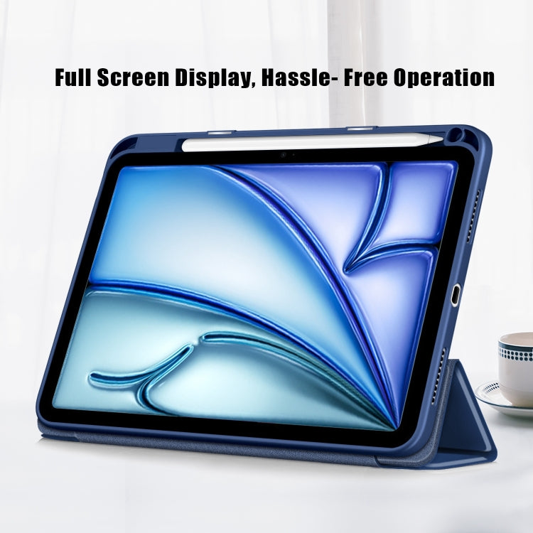 For iPad Air 11 2024 / Pro 11 2022 Acrylic 3-Fold Smart Leather Tablet Case(Dark Blue) - iPad Air 11 2025 / 2024 Cases by PMC TechLife | Online Shopping South Africa | PMC TechLife | Buy Now Pay Later Mobicred
