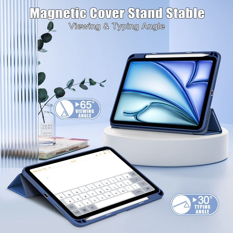 For iPad Air 11 2024 / Pro 11 2022 Acrylic 3-Fold Smart Leather Tablet Case(Dark Blue) - iPad Air 11 2025 / 2024 Cases by PMC TechLife | Online Shopping South Africa | PMC TechLife | Buy Now Pay Later Mobicred