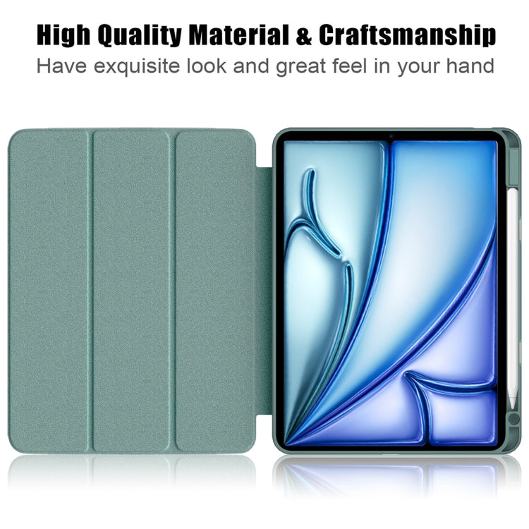 For iPad Air 11 2024 / Pro 11 2022 Acrylic 3-Fold Smart Leather Tablet Case(Deep Green) - iPad Air 11 2025 / 2024 Cases by PMC TechLife | Online Shopping South Africa | PMC TechLife | Buy Now Pay Later Mobicred