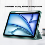 For iPad Air 11 2024 / Pro 11 2022 Acrylic 3-Fold Smart Leather Tablet Case(Deep Green)