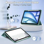 For iPad Air 11 2024 / Pro 11 2022 Acrylic 3-Fold Smart Leather Tablet Case(Deep Green)