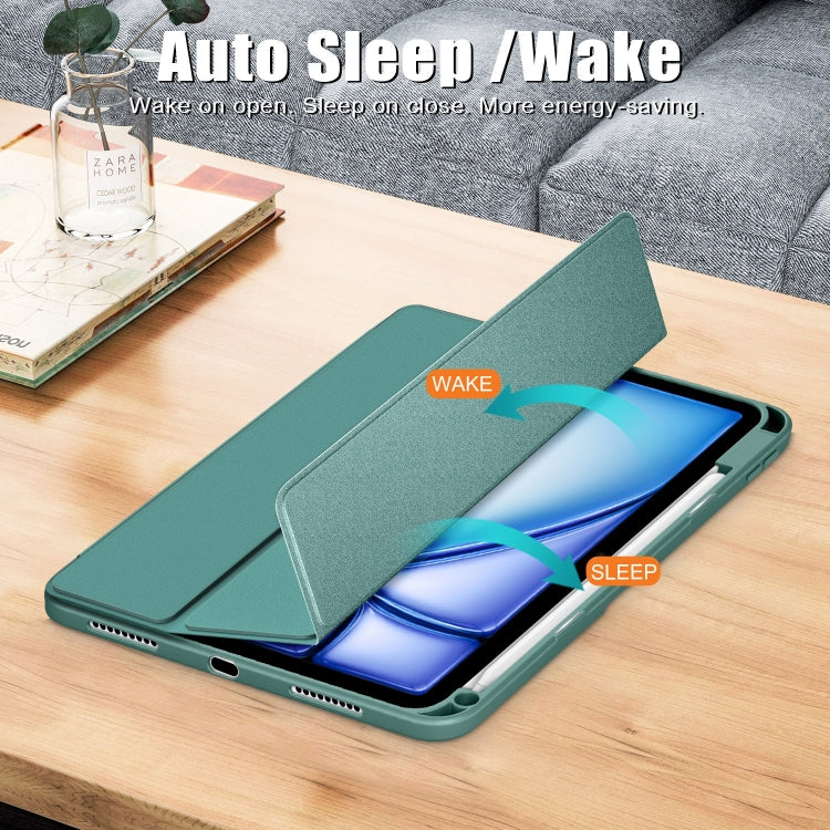 For iPad Air 11 2024 / Pro 11 2022 Acrylic 3-Fold Smart Leather Tablet Case(Deep Green)