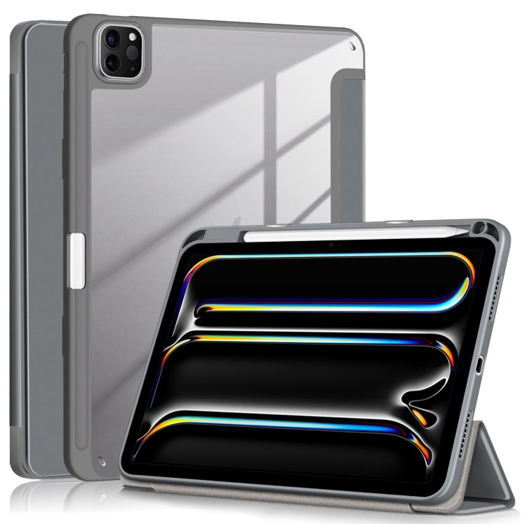 For iPad Pro 11 2024 Acrylic 3-Fold Smart Leather Tablet Case(Grey) - iPad Pro 11 2024 Cases by PMC TechLife | Online Shopping South Africa | PMC TechLife | Buy Now Pay Later Mobicred