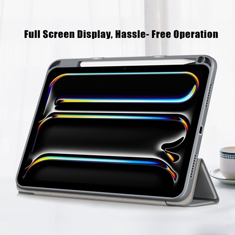 For iPad Pro 11 2024 Acrylic 3-Fold Smart Leather Tablet Case(Grey) - iPad Pro 11 2024 Cases by PMC TechLife | Online Shopping South Africa | PMC TechLife | Buy Now Pay Later Mobicred