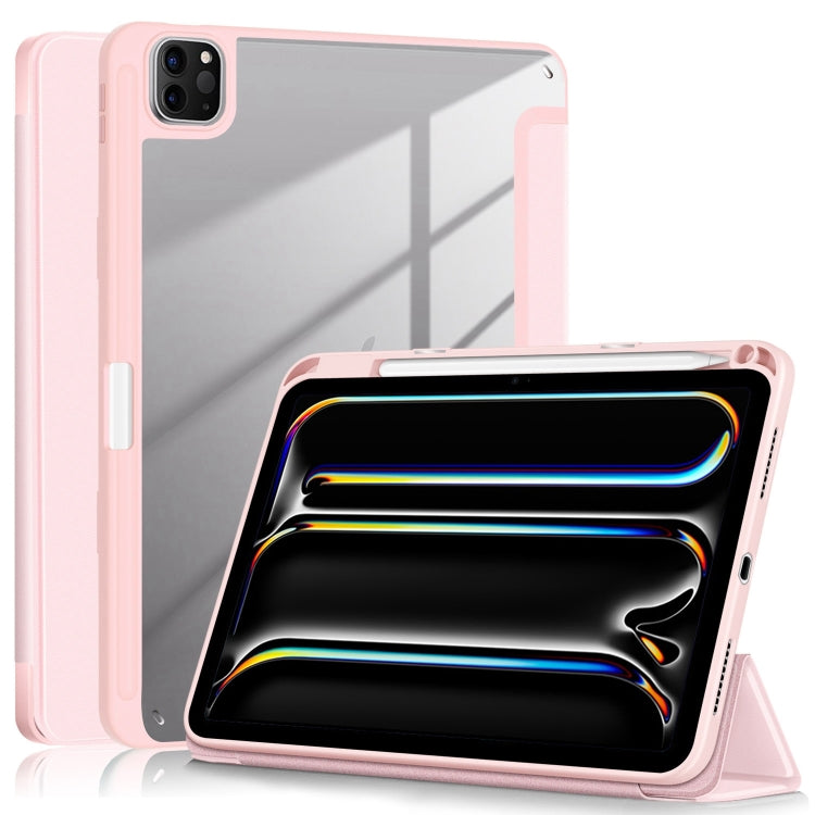For iPad Pro 11 2024 Acrylic 3-Fold Smart Leather Tablet Case(Pink) - iPad Pro 11 2024 Cases by PMC TechLife | Online Shopping South Africa | PMC TechLife | Buy Now Pay Later Mobicred