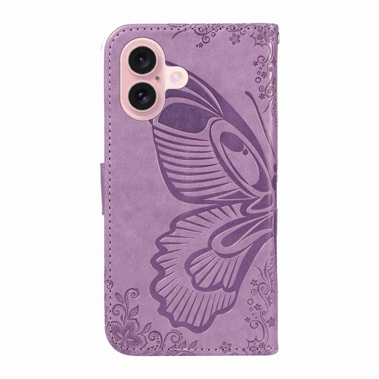 For iPhone 16 Swallowtail Butterfly Embossed Leather Phone Case(Purple) - iPhone 16 Cases by PMC TechLife | Online Shopping South Africa | PMC TechLife | Buy Now Pay Later Mobicred