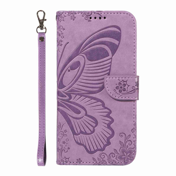 For iPhone 16 Plus Swallowtail Butterfly Embossed Leather Phone Case(Purple)
