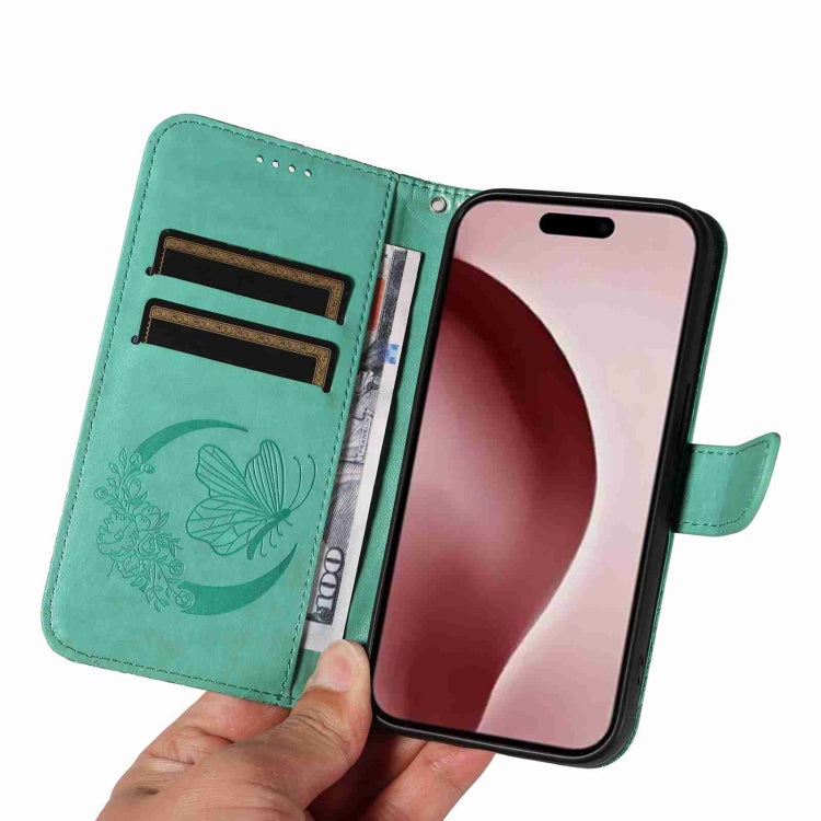 For iPhone 16 Pro Swallowtail Butterfly Embossed Leather Phone Case(Green) - iPhone 16 Pro Cases by PMC TechLife | Online Shopping South Africa | PMC TechLife | Buy Now Pay Later Mobicred