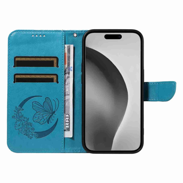 For iPhone 16 Pro Max Swallowtail Butterfly Embossed Leather Phone Case(Blue) - iPhone 16 Pro Max Cases by PMC TechLife | Online Shopping South Africa | PMC TechLife | Buy Now Pay Later Mobicred