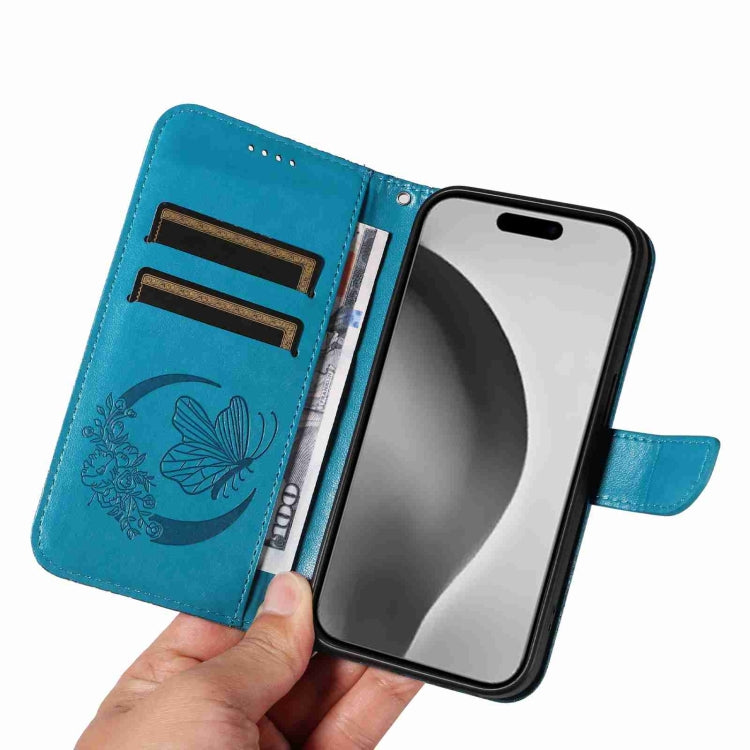For iPhone 16 Pro Max Swallowtail Butterfly Embossed Leather Phone Case(Blue) - iPhone 16 Pro Max Cases by PMC TechLife | Online Shopping South Africa | PMC TechLife | Buy Now Pay Later Mobicred