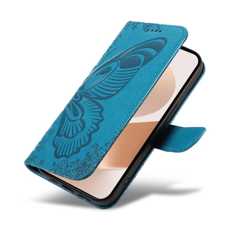 For Huawei Pura 80 5G Swallowtail Butterfly Embossed Leather Phone Case(Blue)
