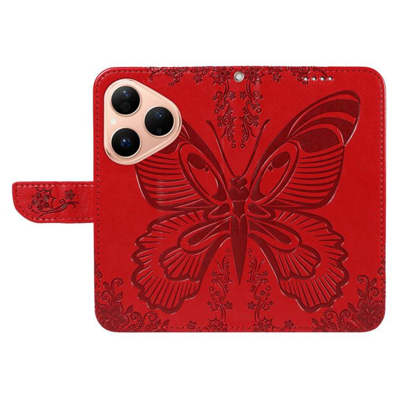 For Huawei Pura 80 5G Swallowtail Butterfly Embossed Leather Phone Case(Red)