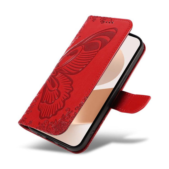 For Huawei Pura 80 5G Swallowtail Butterfly Embossed Leather Phone Case(Red)