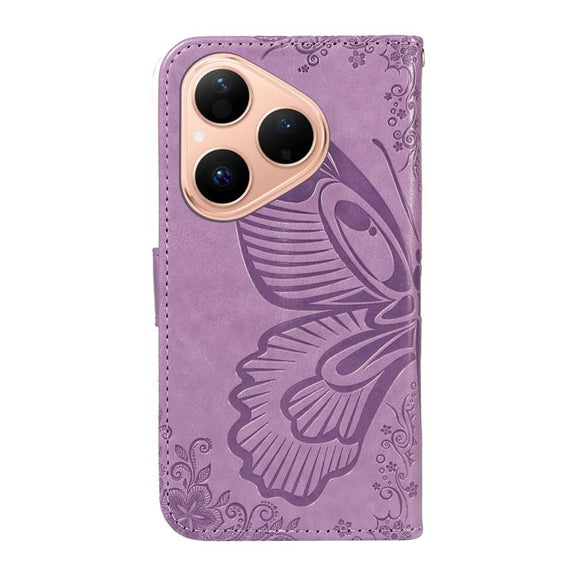 For Huawei Pura 80 5G Swallowtail Butterfly Embossed Leather Phone Case(Purple)
