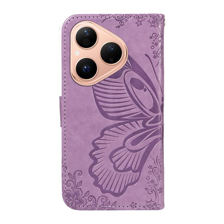 For Huawei Pura 80 5G Swallowtail Butterfly Embossed Leather Phone Case(Purple)