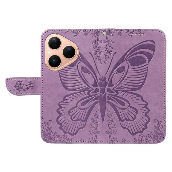 For Huawei Pura 80 5G Swallowtail Butterfly Embossed Leather Phone Case(Purple)