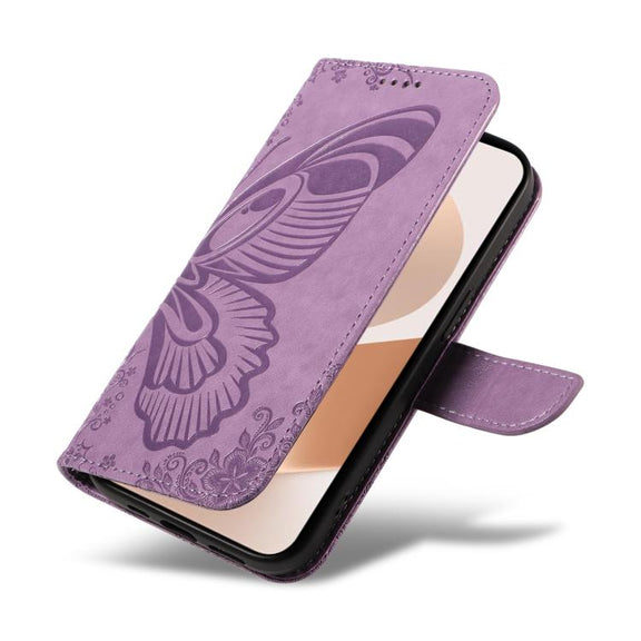 For Huawei Pura 80 5G Swallowtail Butterfly Embossed Leather Phone Case(Purple)
