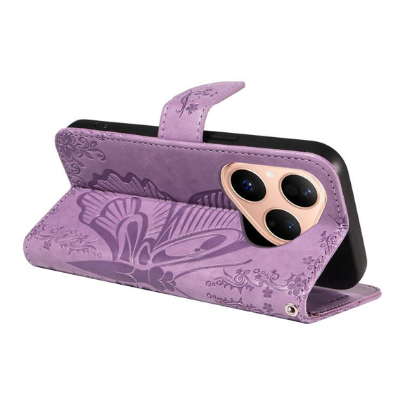 For Huawei Pura 80 5G Swallowtail Butterfly Embossed Leather Phone Case(Purple)