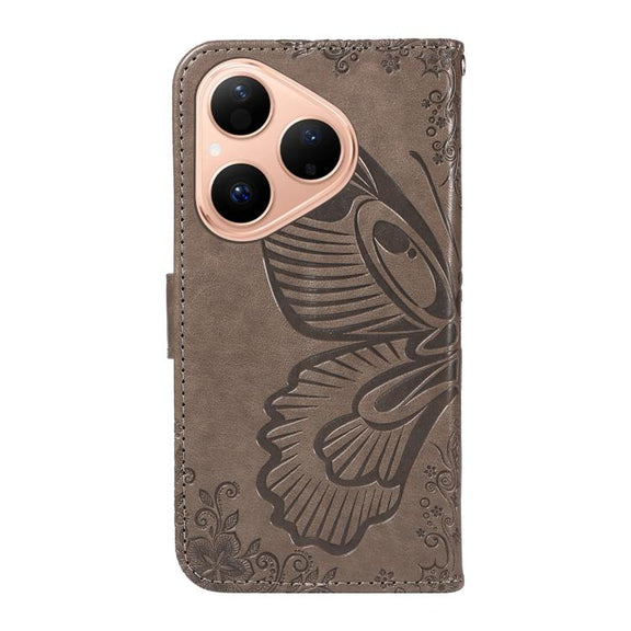 For Huawei Pura 80 5G Swallowtail Butterfly Embossed Leather Phone Case(Grey)