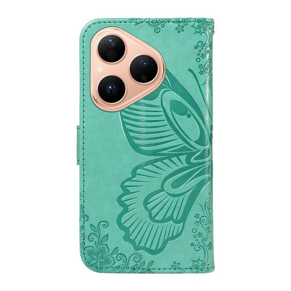 For Huawei Pura 80 5G Swallowtail Butterfly Embossed Leather Phone Case(Green)