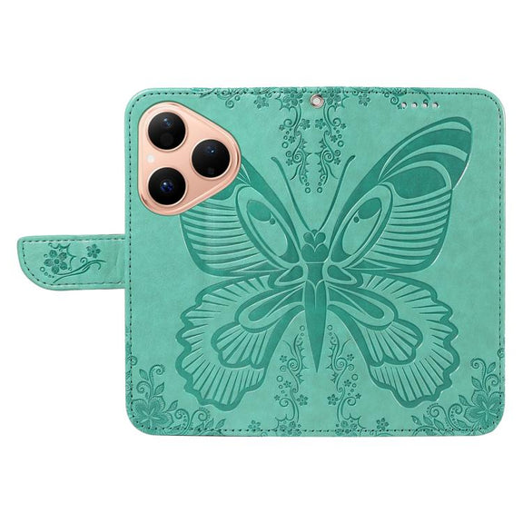 For Huawei Pura 80 5G Swallowtail Butterfly Embossed Leather Phone Case(Green)