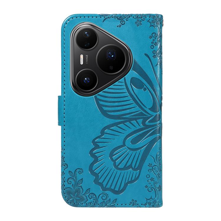 For Huawei Pura 80 Pro 5G Swallowtail Butterfly Embossed Leather Phone Case(Blue)