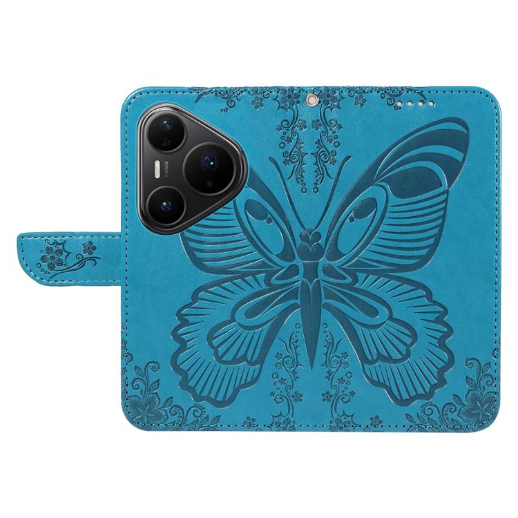 For Huawei Pura 80 Pro 5G Swallowtail Butterfly Embossed Leather Phone Case(Blue)