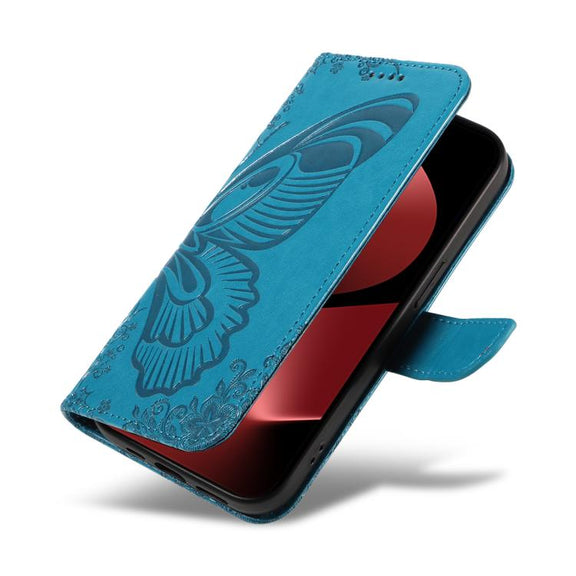 For Huawei Pura 80 Pro 5G Swallowtail Butterfly Embossed Leather Phone Case(Blue)