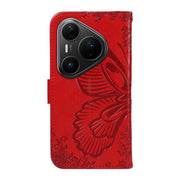 For Huawei Pura 80 Pro 5G Swallowtail Butterfly Embossed Leather Phone Case(Red)