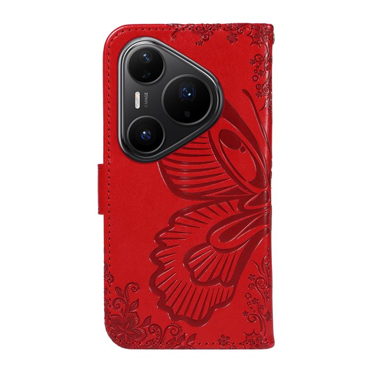For Huawei Pura 80 Pro 5G Swallowtail Butterfly Embossed Leather Phone Case(Red)