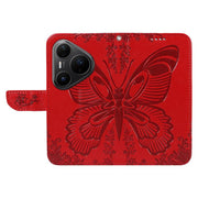 For Huawei Pura 80 Pro 5G Swallowtail Butterfly Embossed Leather Phone Case(Red)