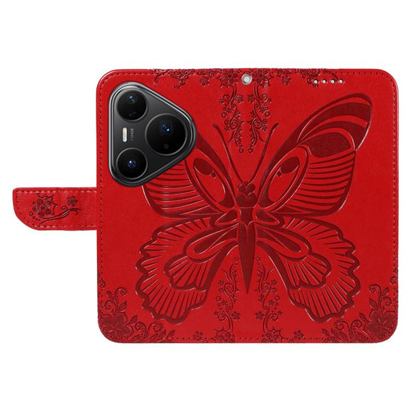 For Huawei Pura 80 Pro 5G Swallowtail Butterfly Embossed Leather Phone Case(Red)