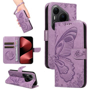 For Huawei Pura 80 Pro 5G Swallowtail Butterfly Embossed Leather Phone Case(Purple)