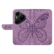 For Huawei Pura 80 Pro 5G Swallowtail Butterfly Embossed Leather Phone Case(Purple)