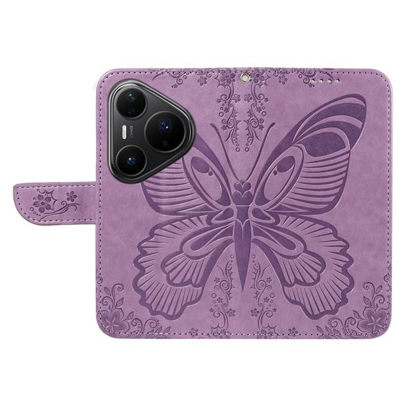For Huawei Pura 80 Pro 5G Swallowtail Butterfly Embossed Leather Phone Case(Purple)