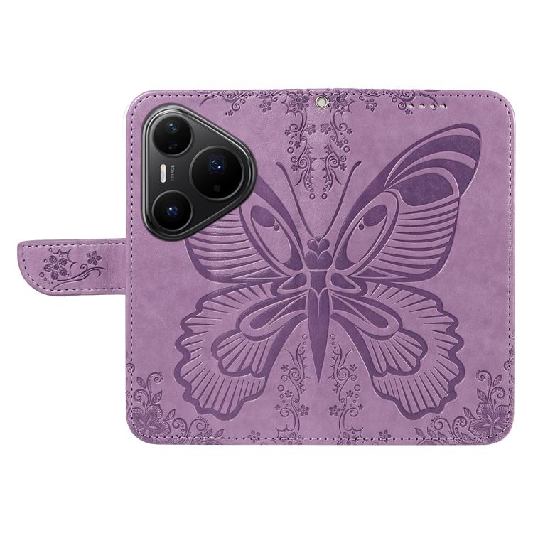 For Huawei Pura 80 Pro 5G Swallowtail Butterfly Embossed Leather Phone Case(Purple)