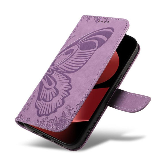 For Huawei Pura 80 Pro 5G Swallowtail Butterfly Embossed Leather Phone Case(Purple)