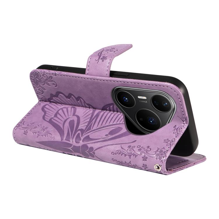 For Huawei Pura 80 Pro 5G Swallowtail Butterfly Embossed Leather Phone Case(Purple)