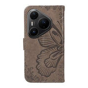 For Huawei Pura 80 Pro 5G Swallowtail Butterfly Embossed Leather Phone Case(Grey)