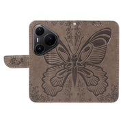 For Huawei Pura 80 Pro 5G Swallowtail Butterfly Embossed Leather Phone Case(Grey)