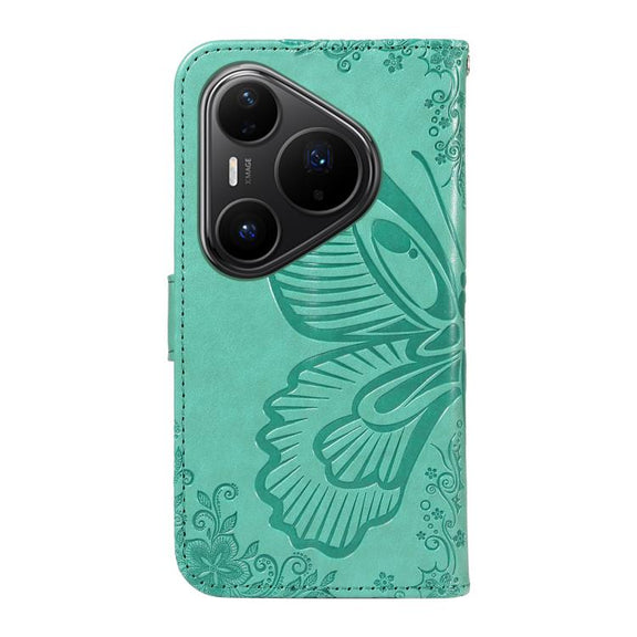For Huawei Pura 80 Pro 5G Swallowtail Butterfly Embossed Leather Phone Case(Green)
