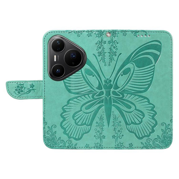 For Huawei Pura 80 Pro 5G Swallowtail Butterfly Embossed Leather Phone Case(Green)
