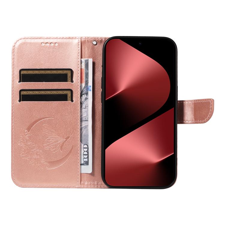 For Huawei Pura 80 Pro 5G Swallowtail Butterfly Embossed Leather Phone Case(Rose Gold)