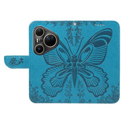 For Huawei Pura 80 Ultra 5G Swallowtail Butterfly Embossed Leather Phone Case(Blue)
