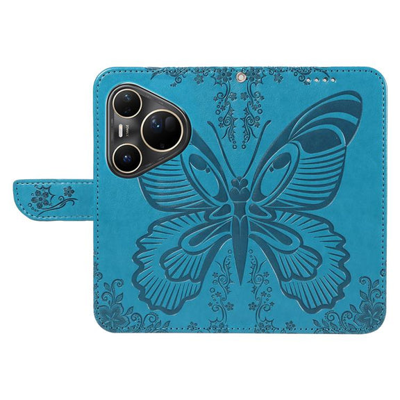 For Huawei Pura 80 Ultra 5G Swallowtail Butterfly Embossed Leather Phone Case(Blue)