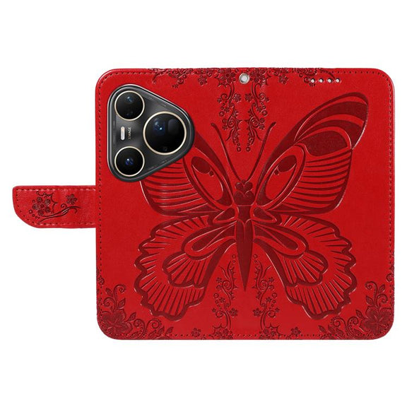 For Huawei Pura 80 Ultra 5G Swallowtail Butterfly Embossed Leather Phone Case(Red)