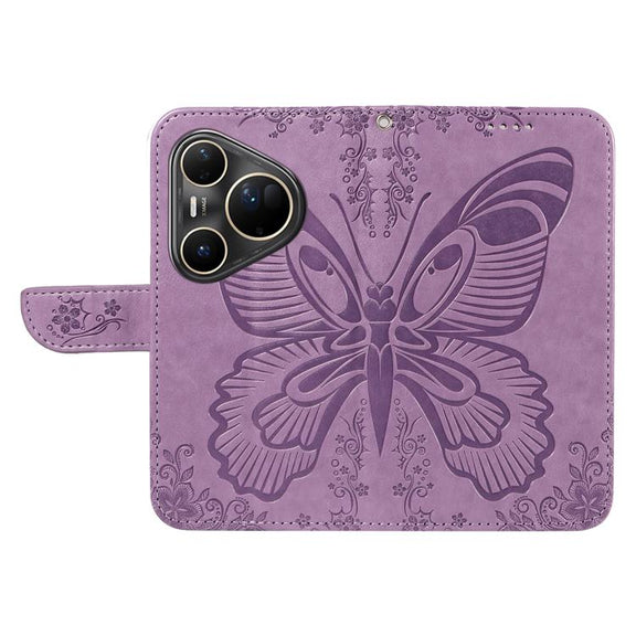 For Huawei Pura 80 Ultra 5G Swallowtail Butterfly Embossed Leather Phone Case(Purple)