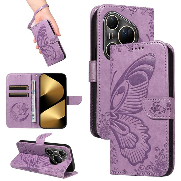 For Huawei Pura 80 Ultra 5G Swallowtail Butterfly Embossed Leather Phone Case(Purple)