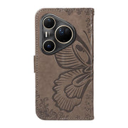 For Huawei Pura 80 Ultra 5G Swallowtail Butterfly Embossed Leather Phone Case(Grey)