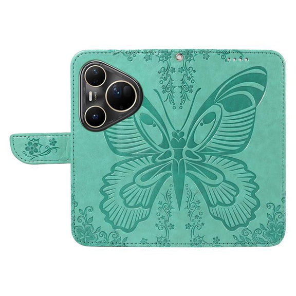 For Huawei Pura 80 Ultra 5G Swallowtail Butterfly Embossed Leather Phone Case(Green)